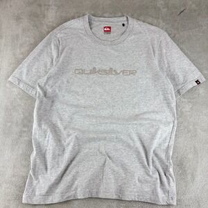 Quiksilver T-Shirt Mens Large Gray Excellent Short Sleeve Logo Graphic Tee
